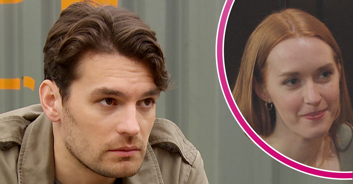 Mack and Chloe looking worried in Emmerdale