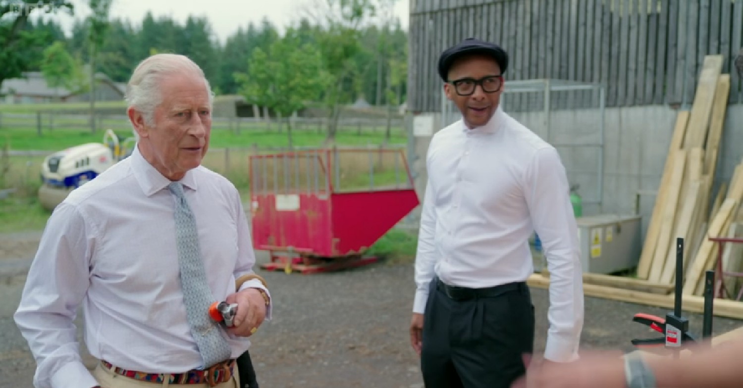 King Charles and Jay Blades during The Repair Shop special episode