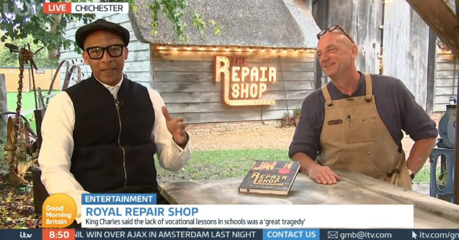 Jay Blades speaking with The Repair Shop co-star on GMB