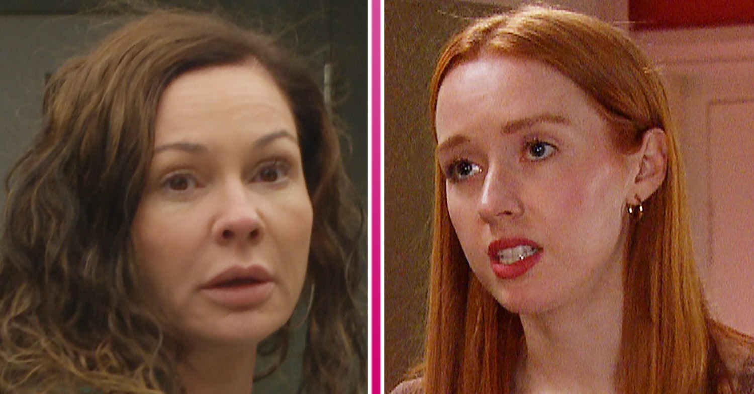 Chas and Chloe looking worried in Emmerdale