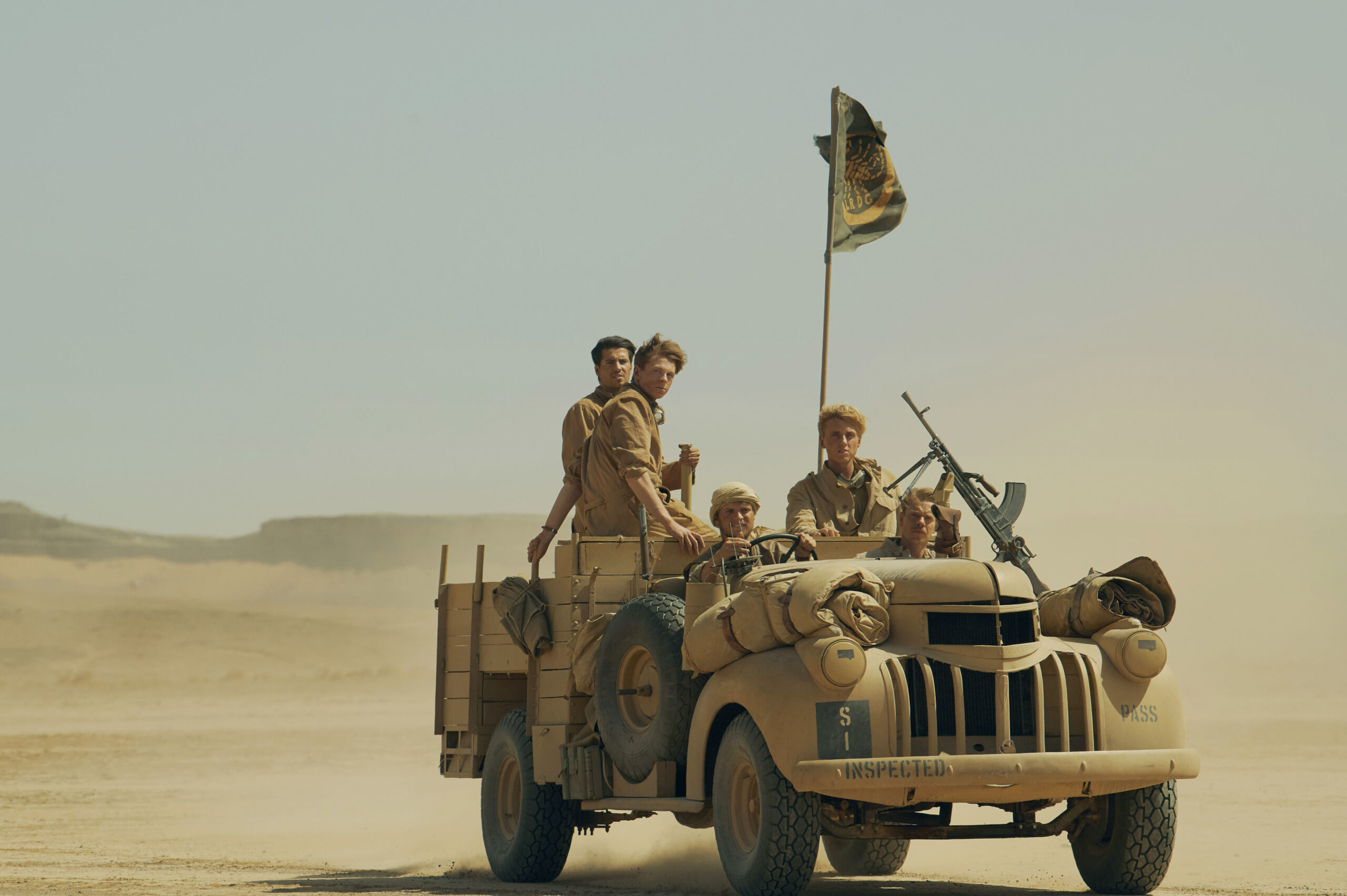 Mike Sadler in a jeep in SAS Rogue Heroes