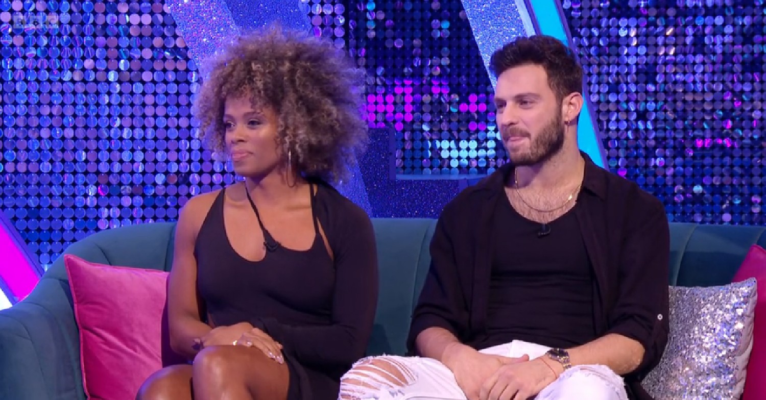 Fleur East sitting with Vito on Strictly It Takes Two