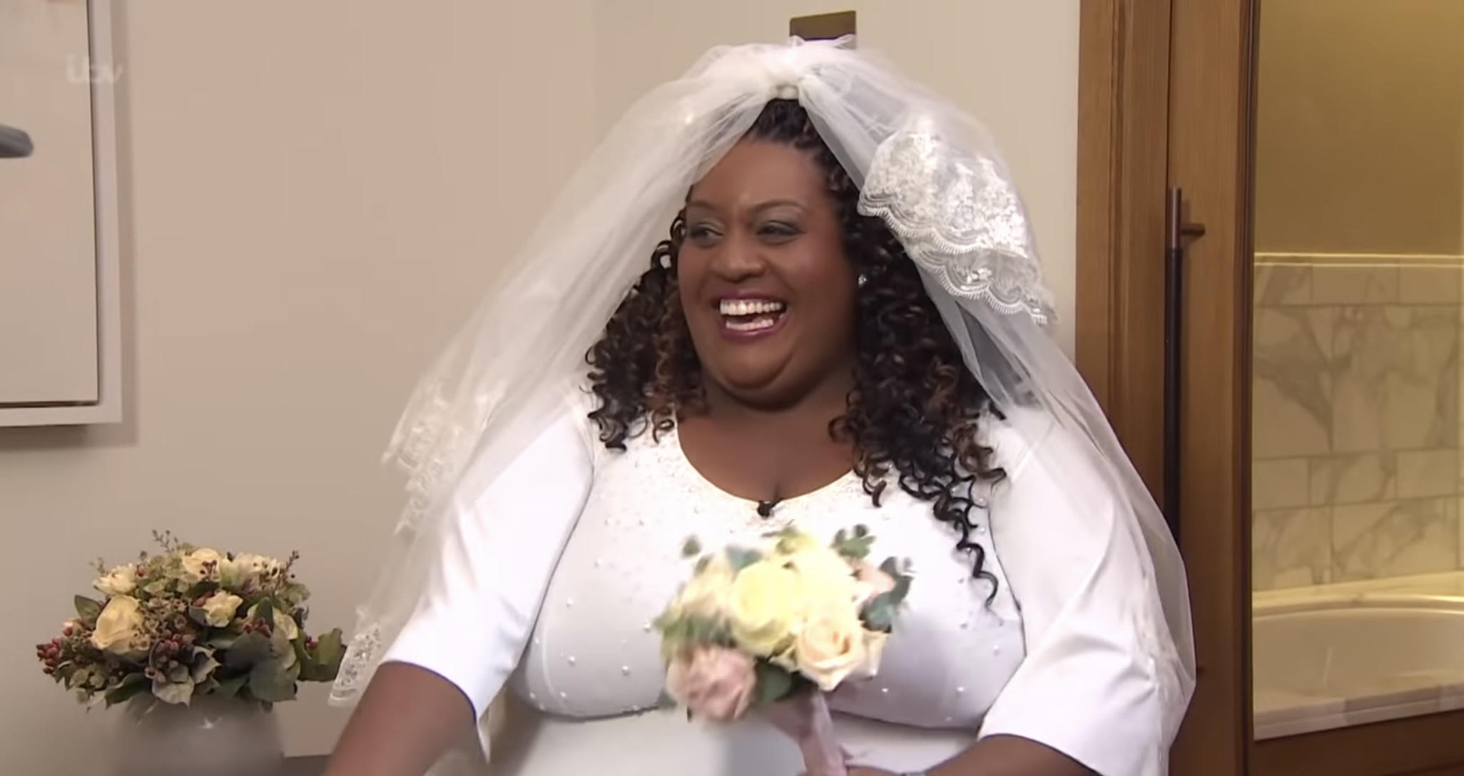 Alison Hammond in wedding dress on This Morning