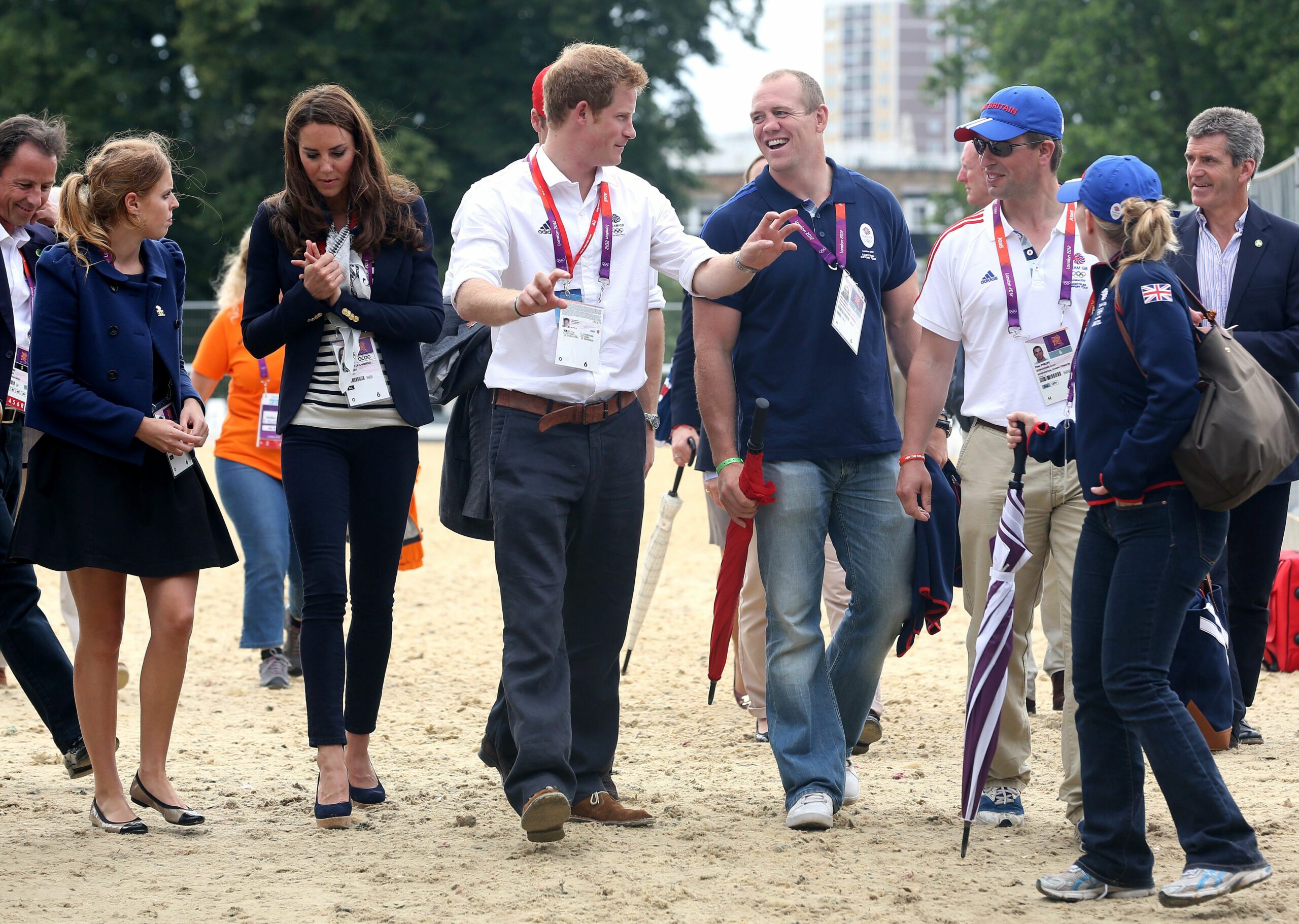 Mike Tindall and Prince Harry chatting in 2012