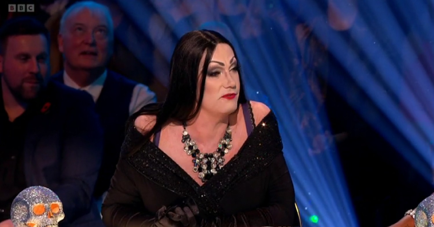 Craig Revel Horwood dressed as Morticia Addams on Strictly
