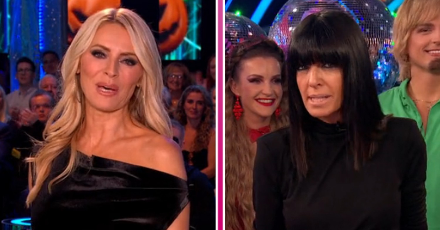 Tess Daly and Claudia Winkleman speaking to the camera on Strictly