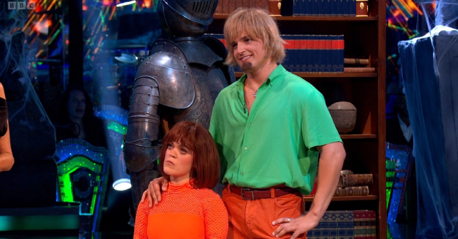 Ellie Simmonds looks serious as Nikita Kuzmin smiles on Strictly