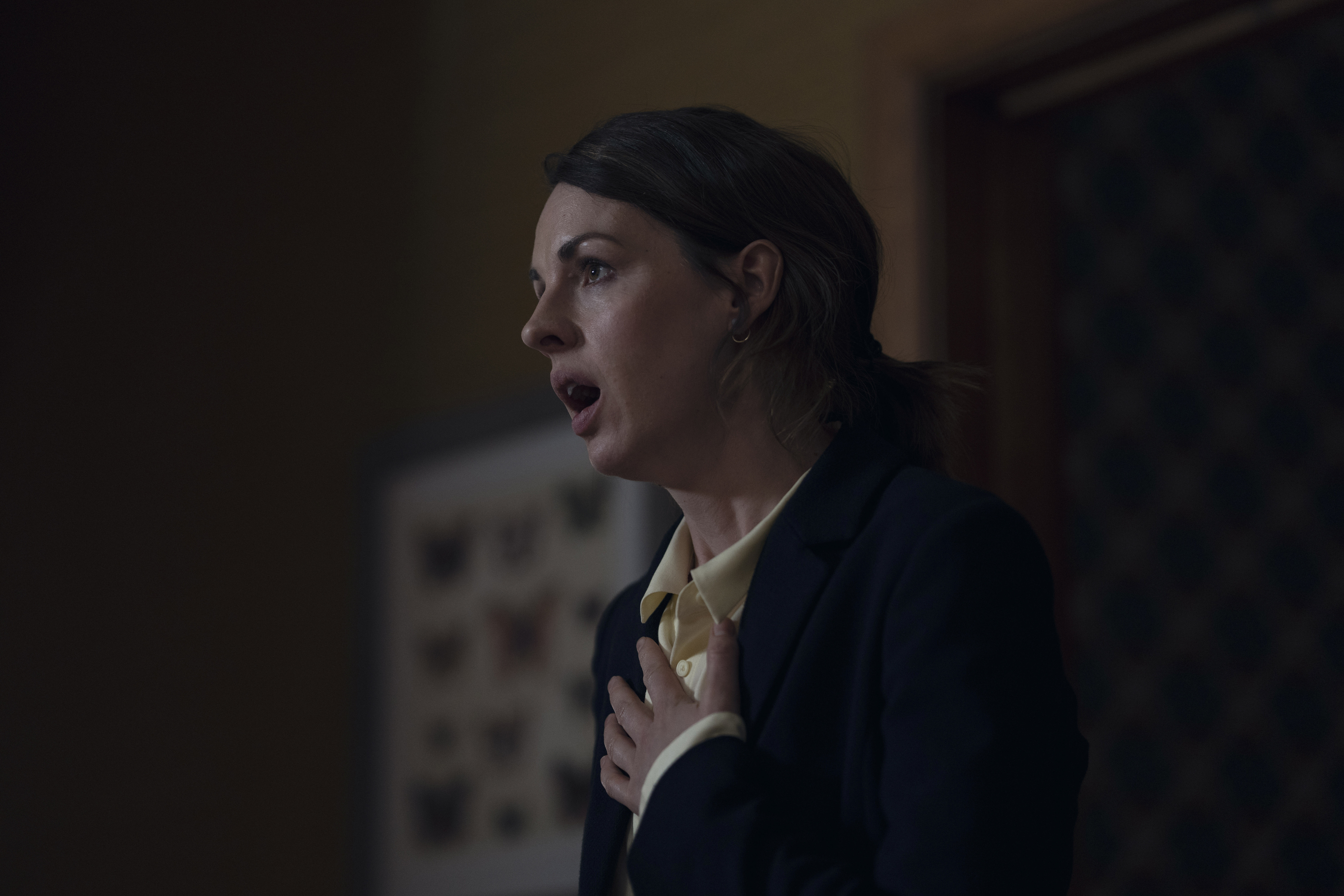 Lucy looks shocked in The Devil's Hour