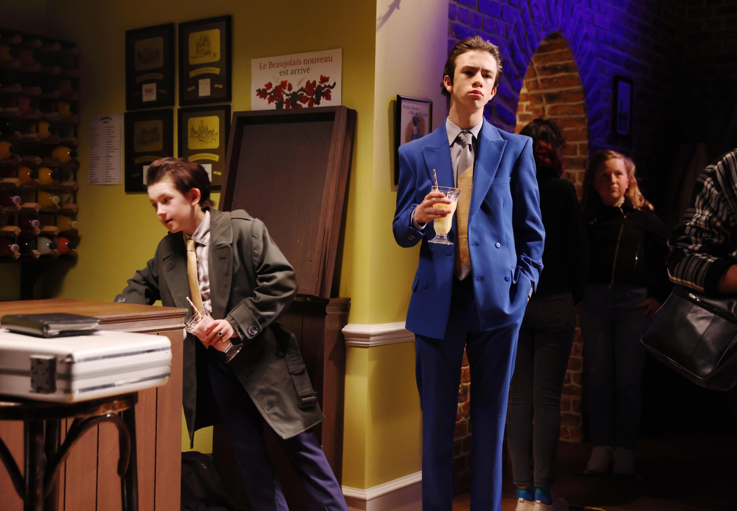 Child playing Del Boy falling through a bar in Only Fools and Horses