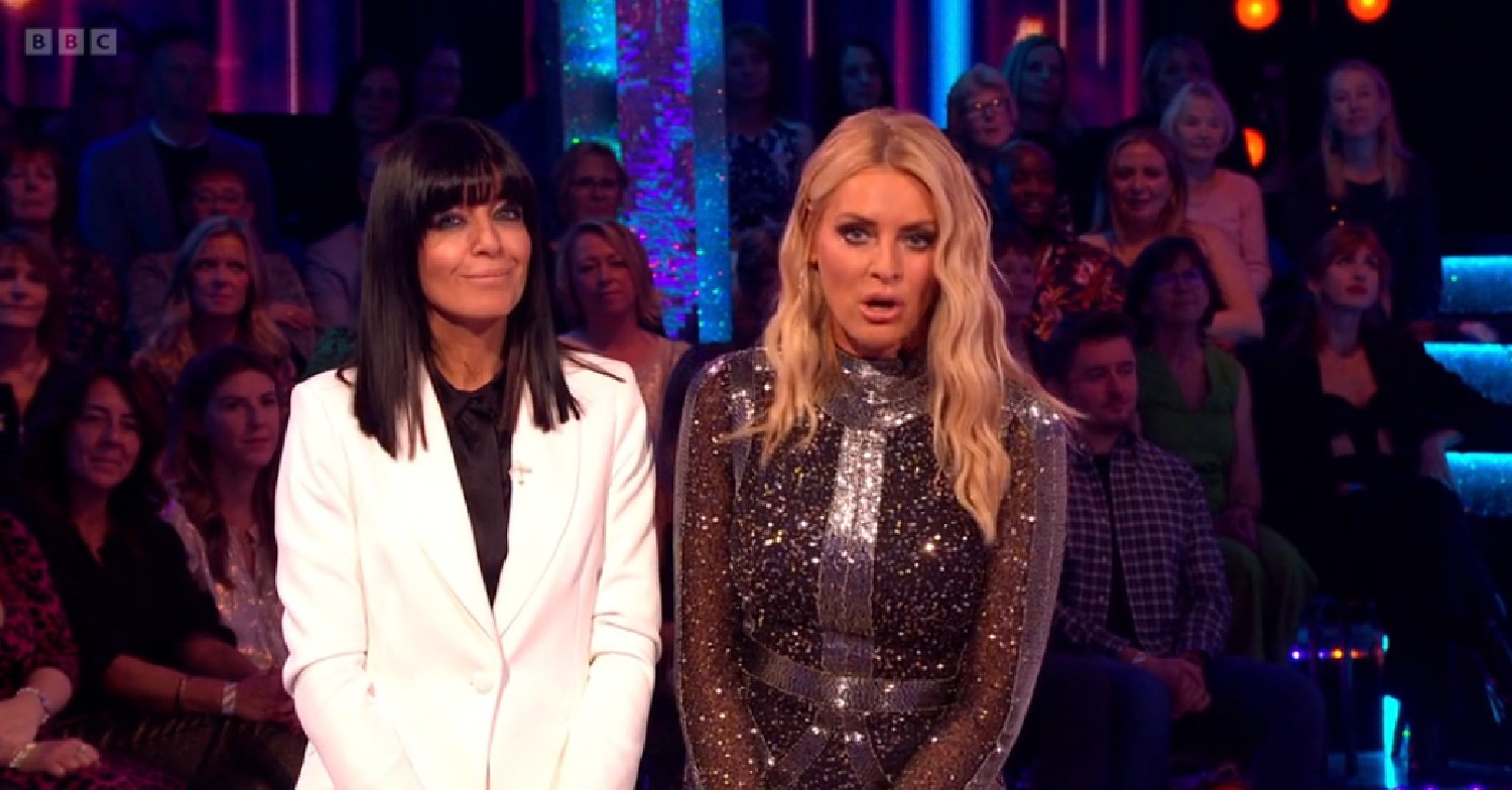 Claudia Winkleman and Tess Daly hosting BBC Strictly