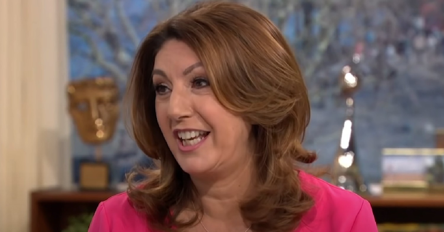 Jane McDonald smiling in pink top on This Morning
