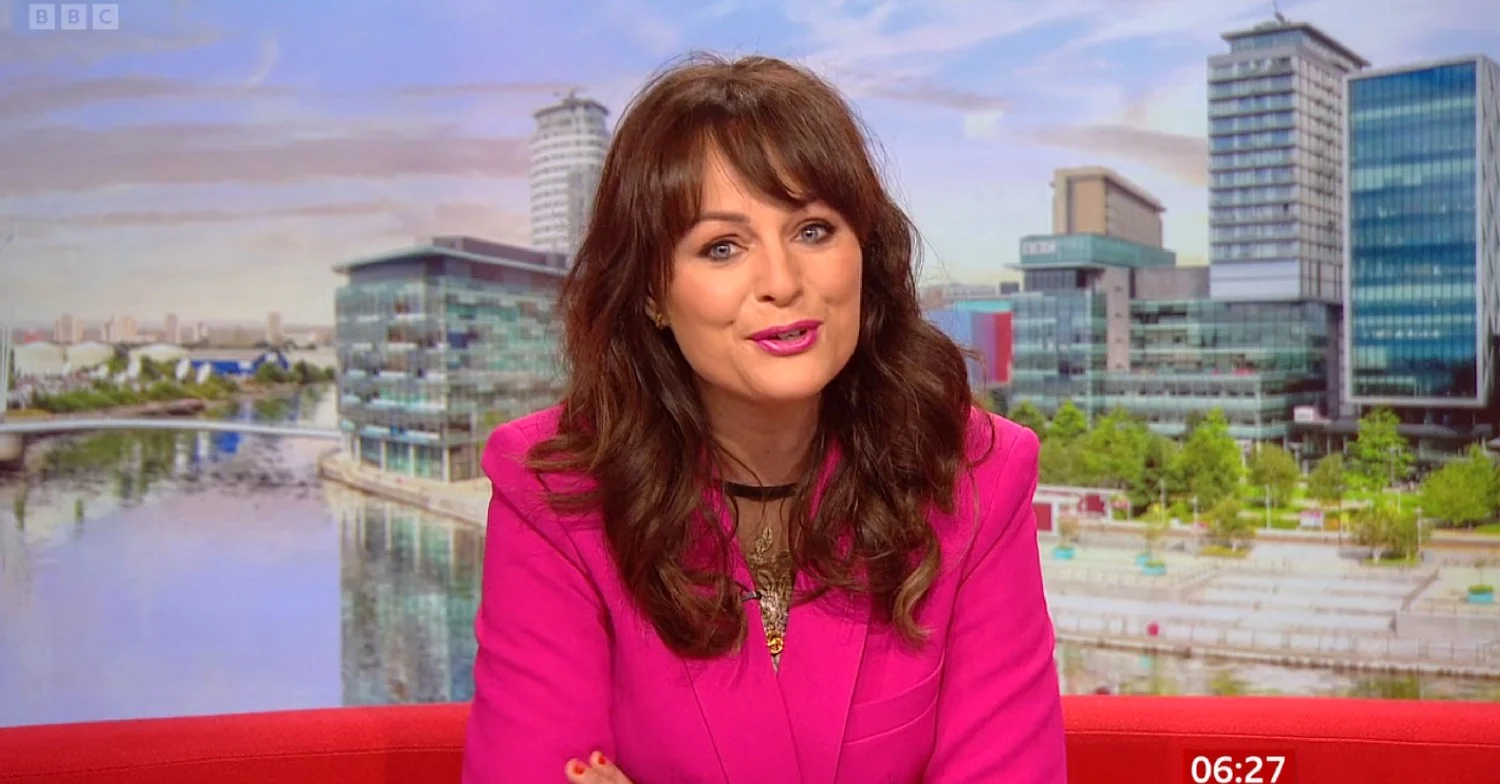 Victoria Fritz wearing pink on BBC Breakfast 