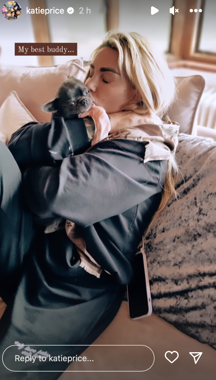 Katie Price kissing her dog 