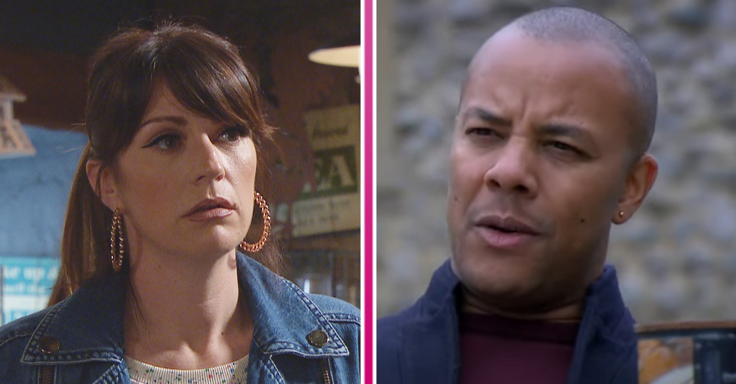 Kerry and Al looking worried in Emmerdale