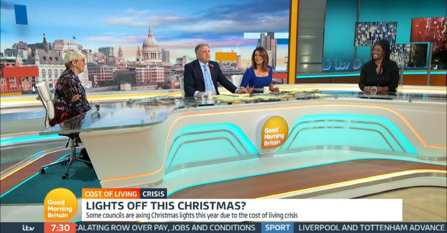 Sue Pollard, Ed Balls, Susanna Reid, Ava Vidal on GMB today 