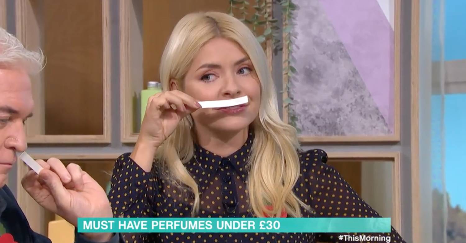 This Morning host Holly Willoughby sniffs perfume