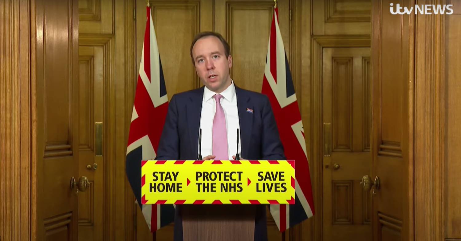 Matt Hancock speaks during a coronavirus press conference