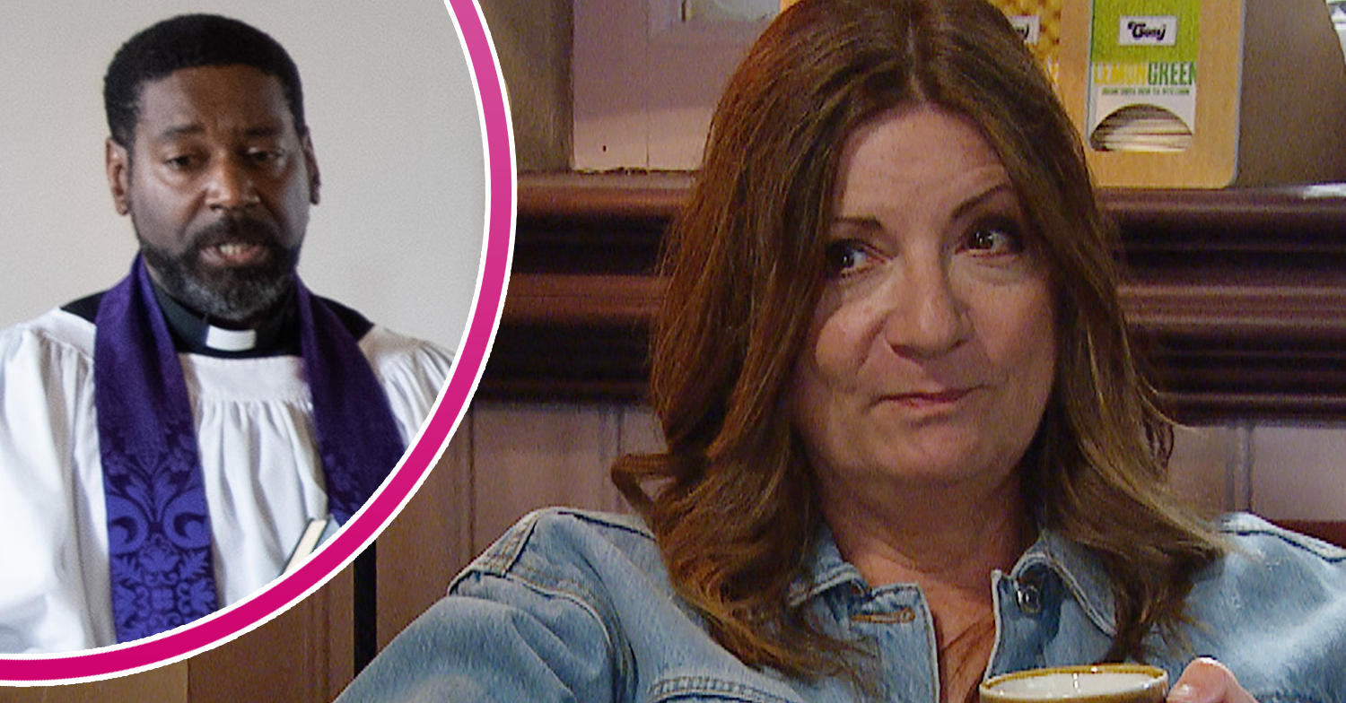 Emmerdale: Charles at a funeral and Harriet in the cafe