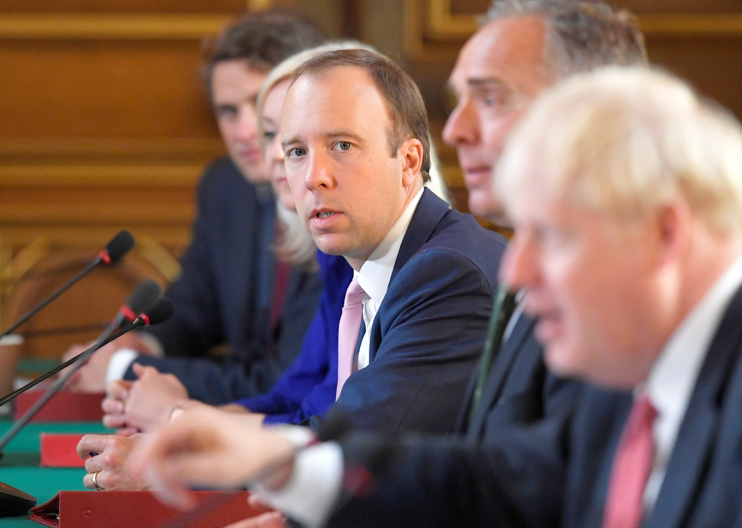 Matt Hancock and Boris Johnson in a meeting