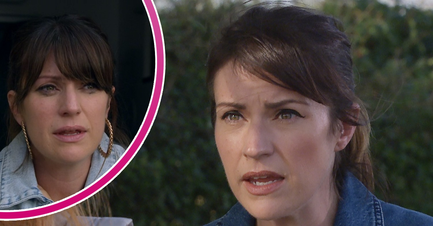 Kerry crying and looking upset in Emmerdale