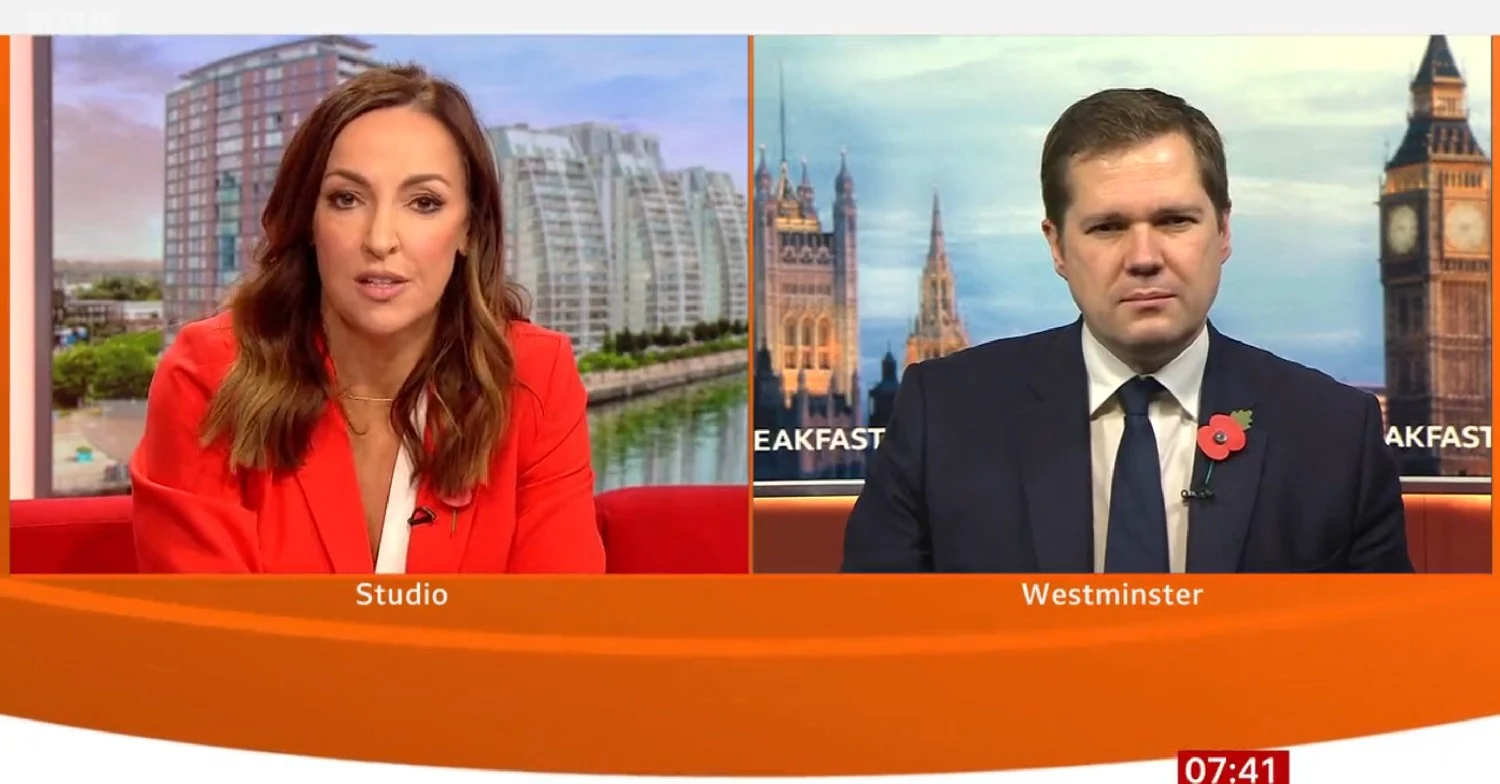 Sally Nugent and Robert Jenrick on BBC Breakfast today 