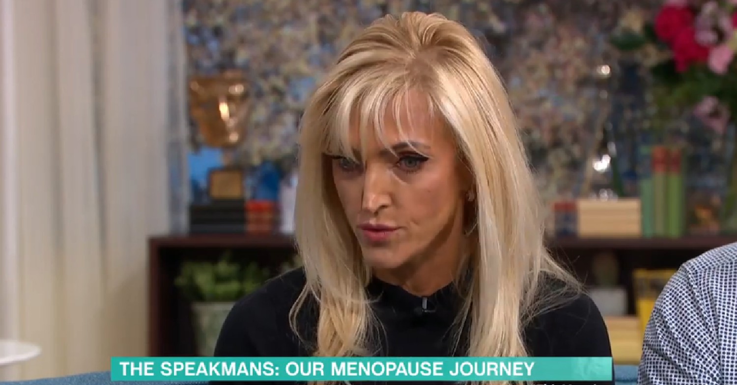 Eva Speakman looks down and emotional on This Morning