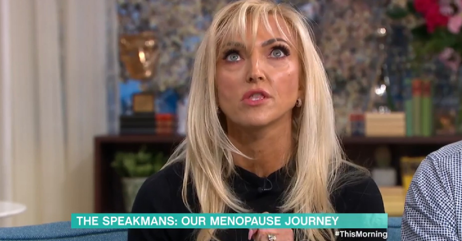 Eva Speakman looking up and emotional on This Morning