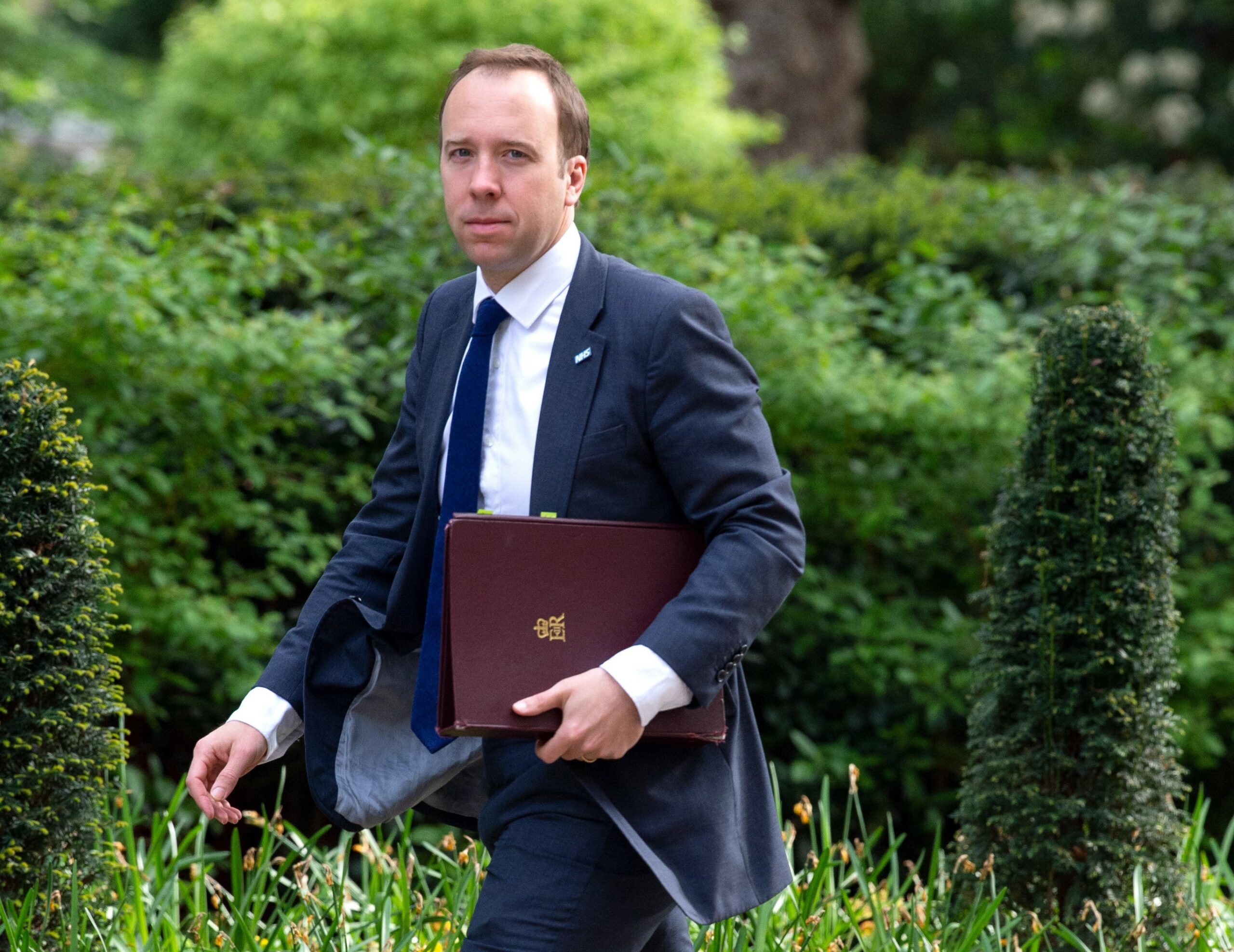 Matt Hancock, I'm A Celebrity star, holding briefcase