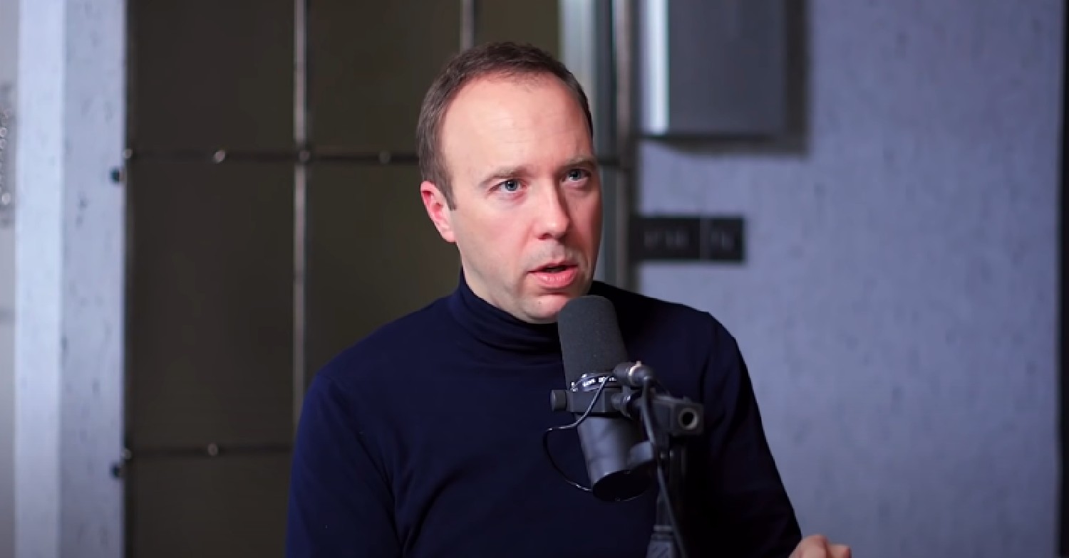 Matt Hancock speaking into microphone on podcast