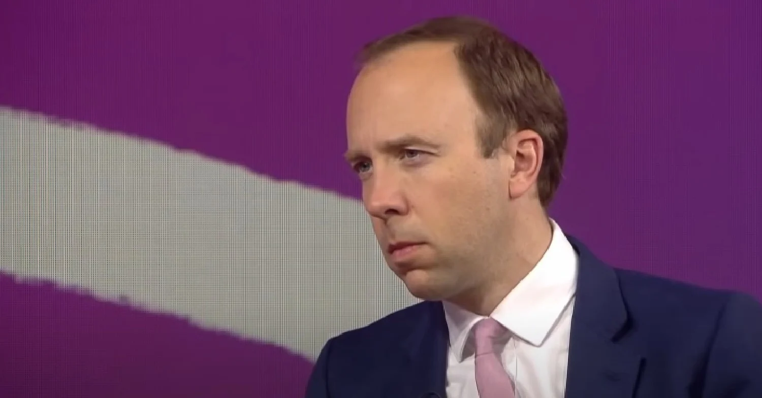 Matt Hancock looking serious in Sky News interview