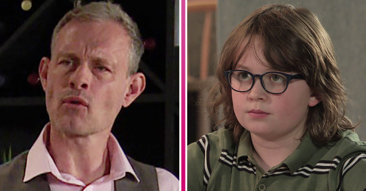 Coronation Street Nick and Sam looking unhappy