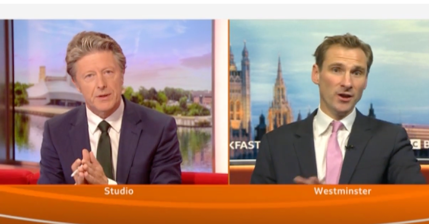 Charlie Stayt interviewing Chris Philp on BBC Breakfast today 