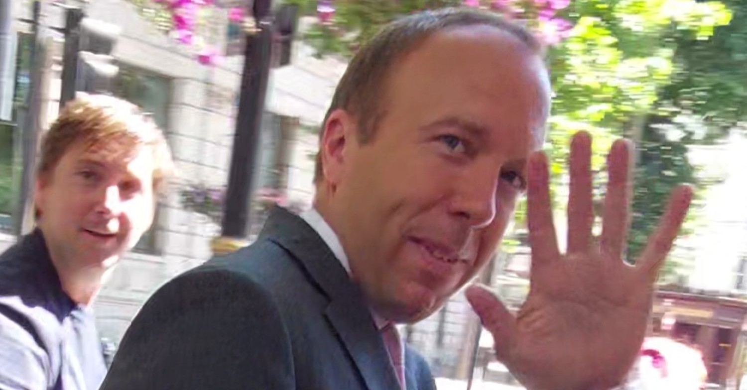 Matt Hancock waves at camera