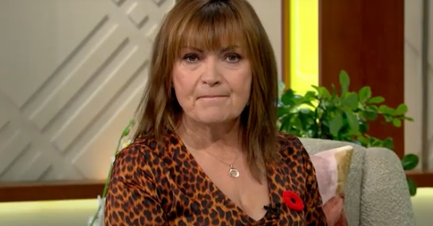 Lorraine Kelly looks at the camera on her show today