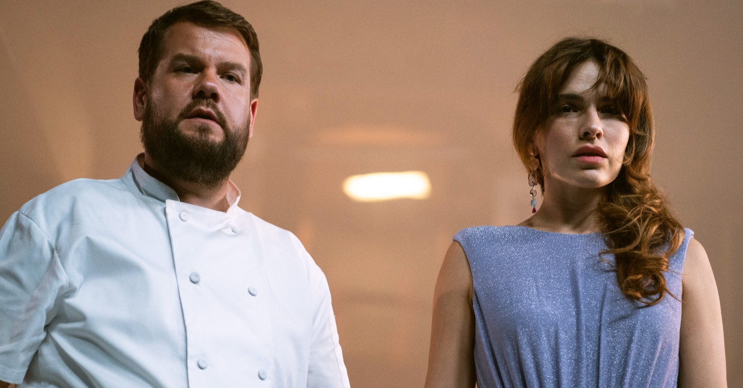 James Corden and Melia Kreiling in character in Mammals