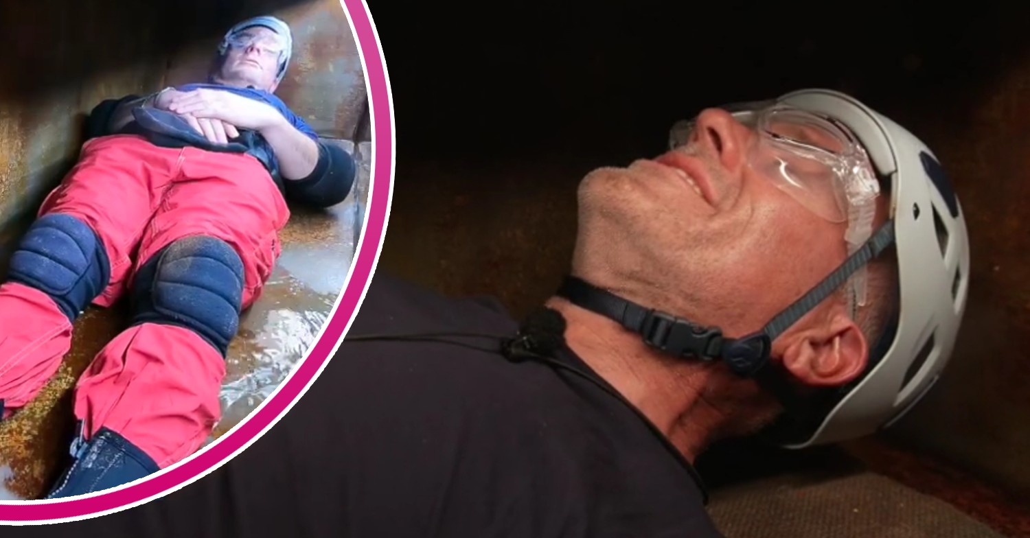 Chris Moyles lying down during I'm A Celebrity trial