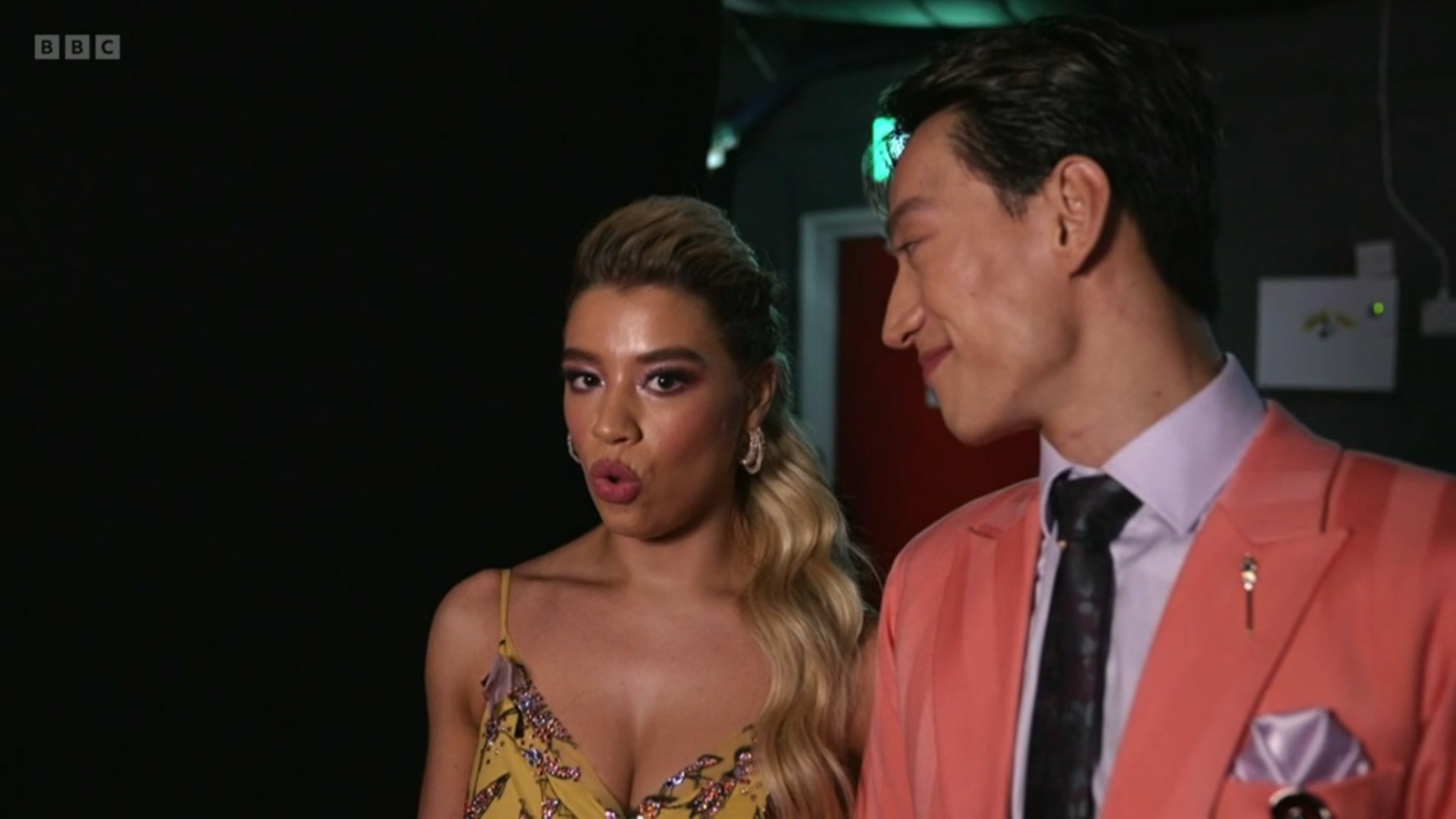 Nervous Molly Rainford with Carlos Gu on Strictly