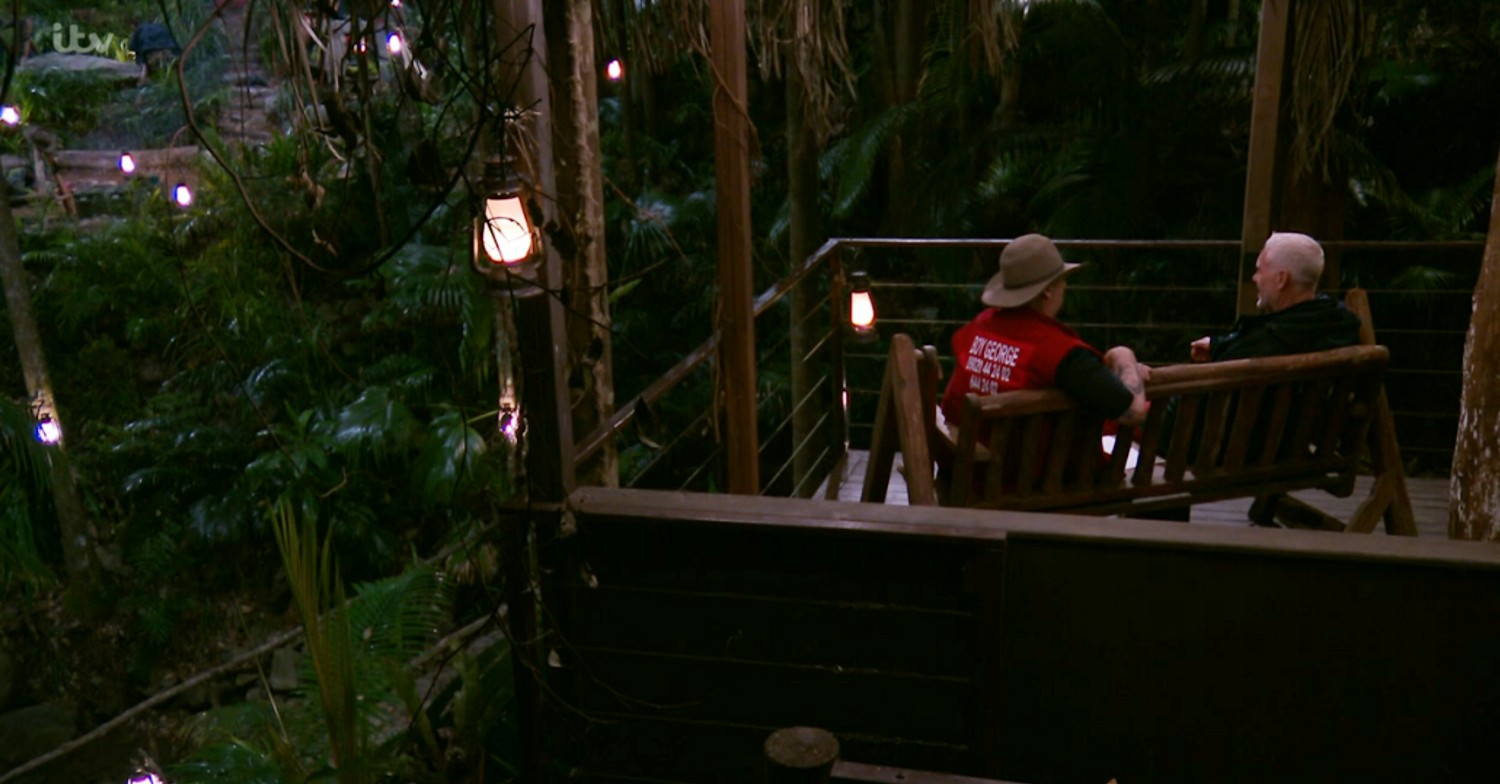 Chris Moyles and Boy George speaking on I'm A Celeb