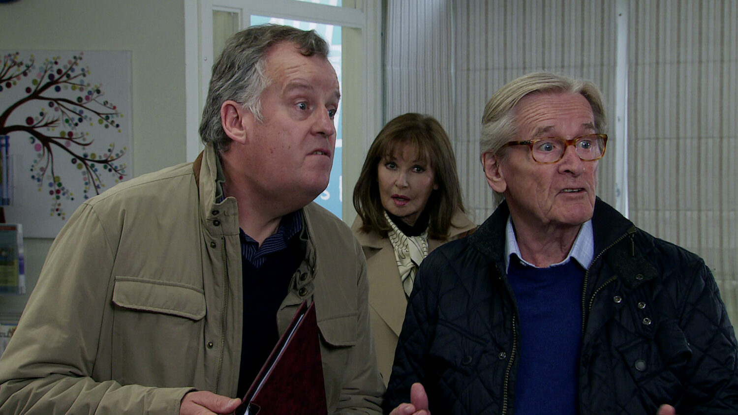 Coronation Street: Martha appears behind Brian and Ken as they try to explain themselves to Mary