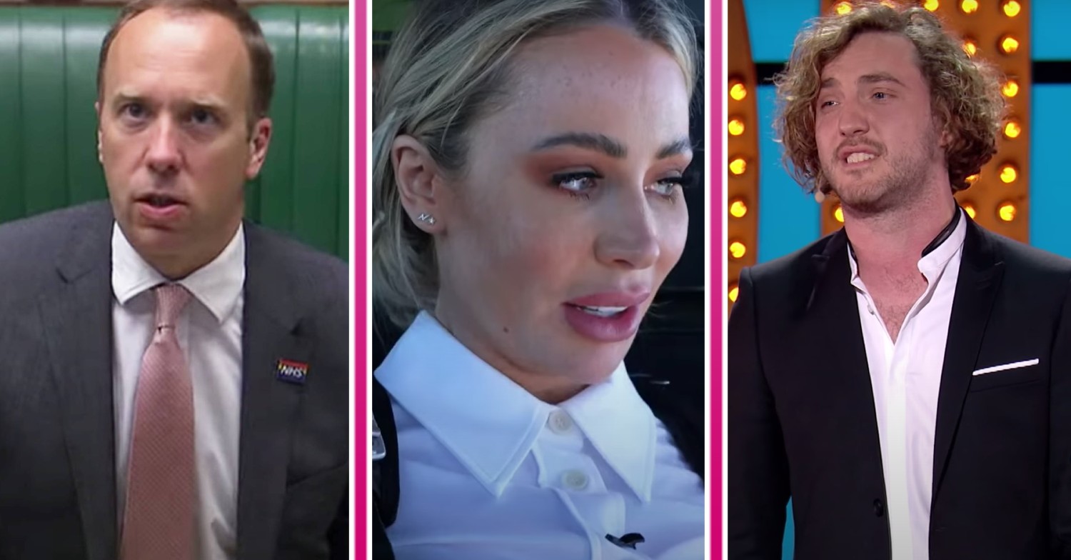 I'm A Celebrity contestant Matt Hancock looks up, Olivia Attwood is tearful, Seann Walsh smiles