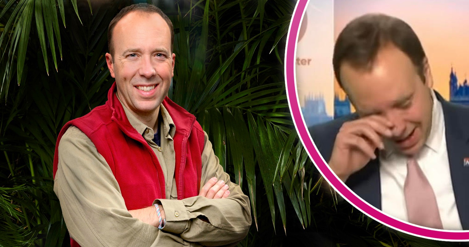 Matt Hancock crying on GMB and in I'm A Celeb promo pic