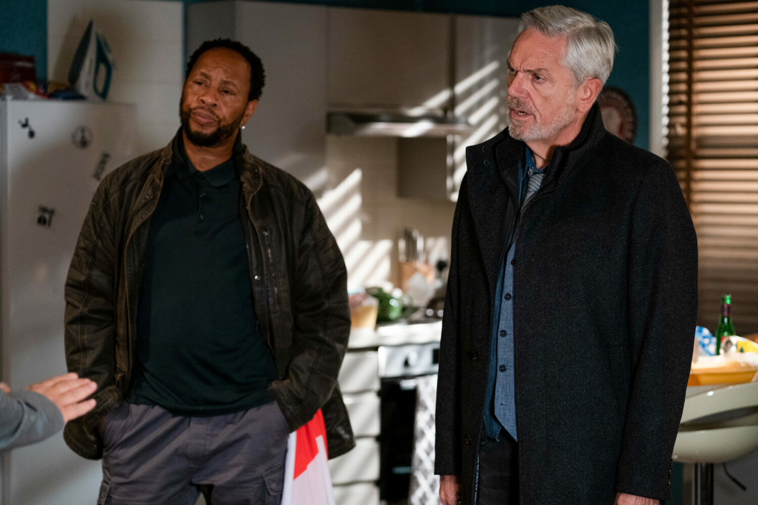 EastEnders: Mitch and Harvey look serious as the check on Harvey