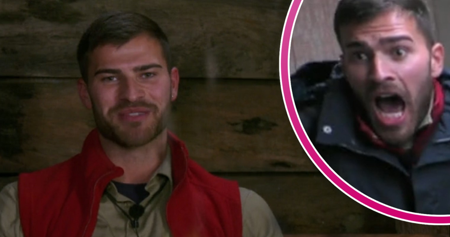 Owen Warner smiles and then looks scared on I'm A Celebrity