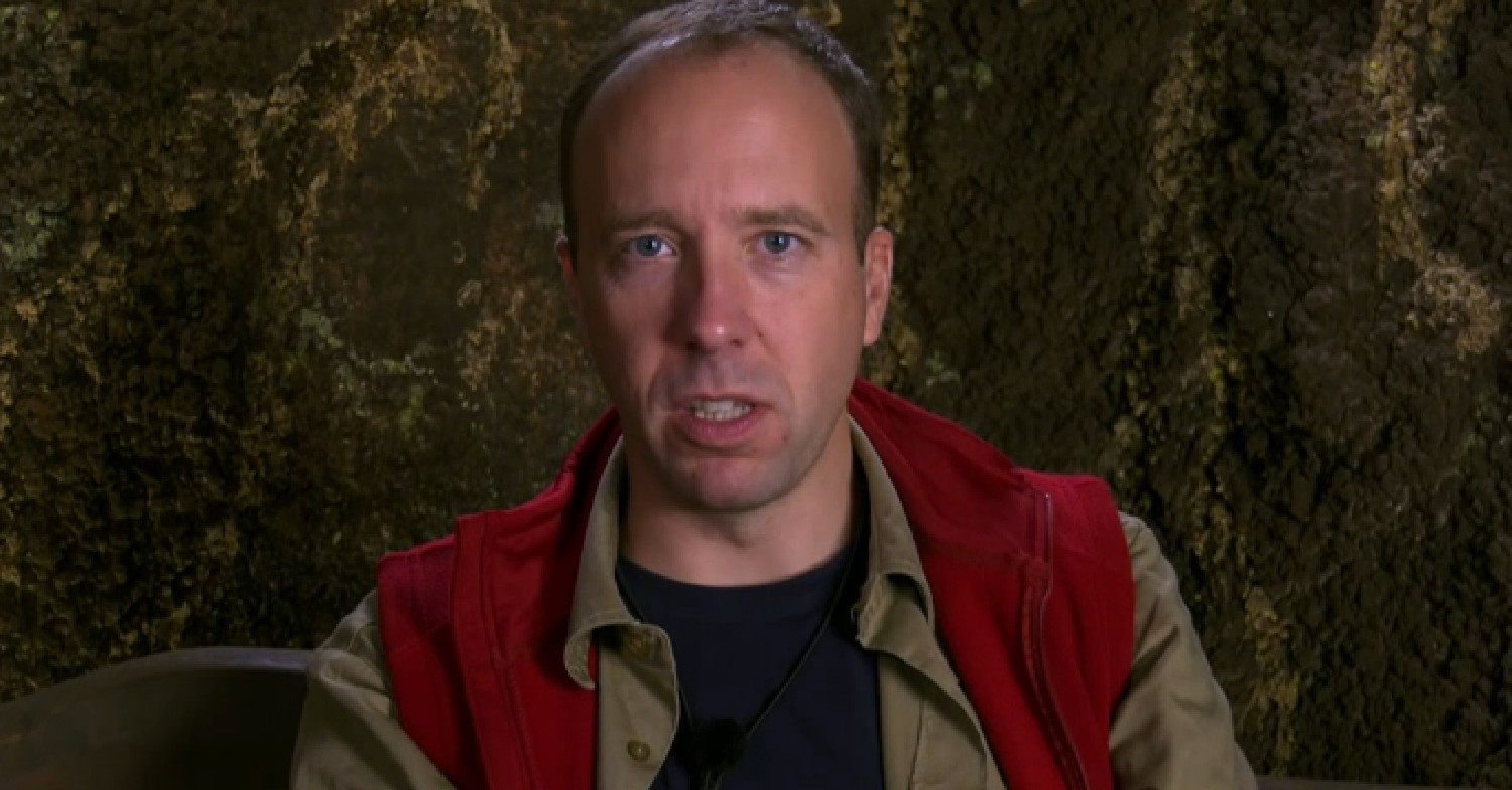 Matt Hancock looking concerned on I'm A Celeb