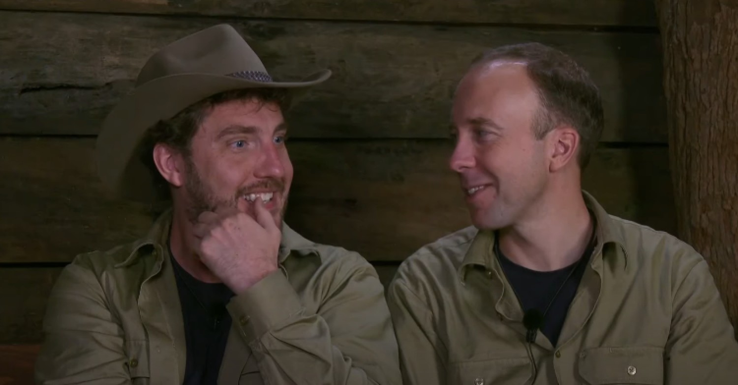 Seann Walsh and Matt Hancock in jungle on I'm A Celebrity