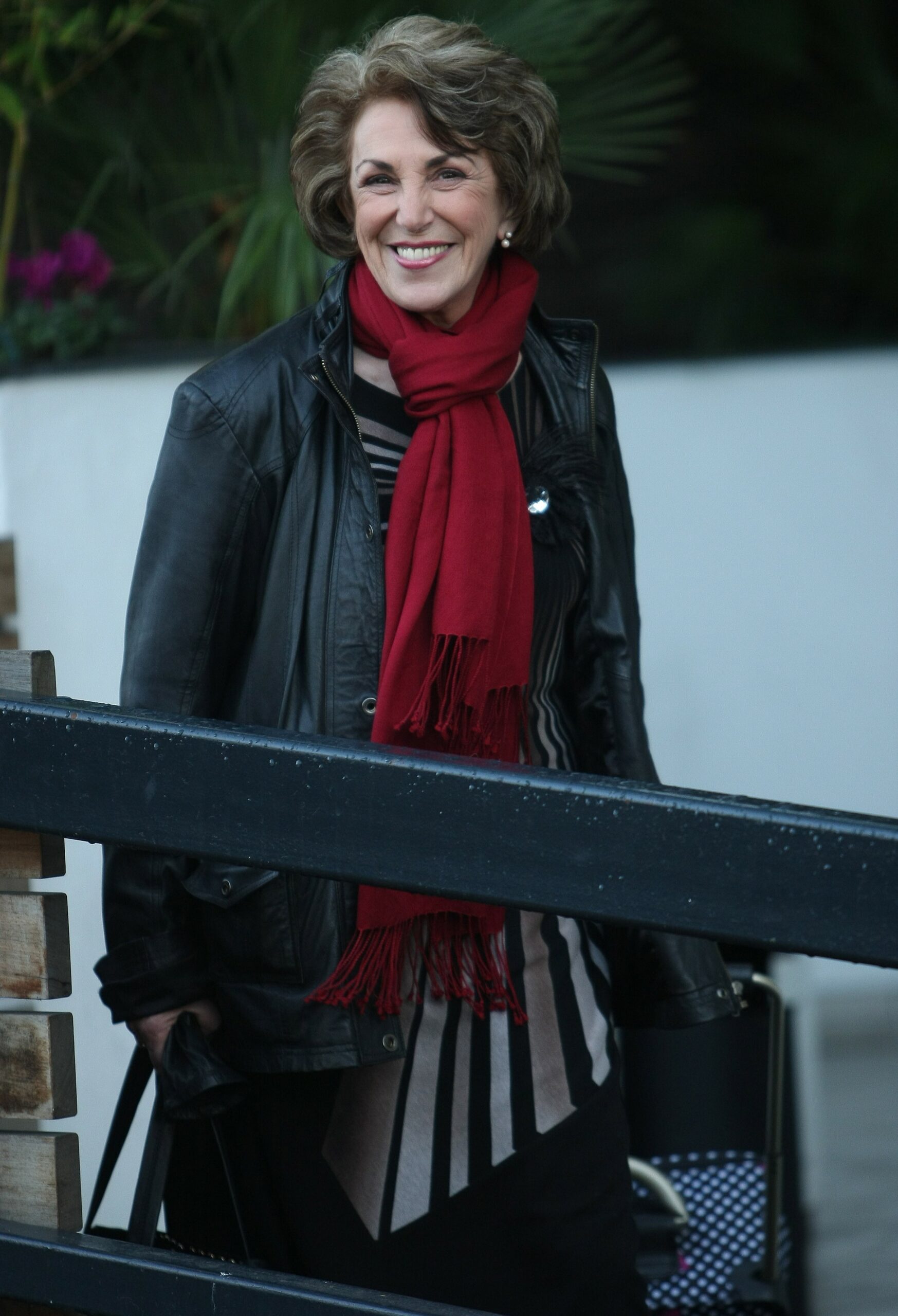 I'm A Celeb star Edwina Currie smiles outside ITV Studios
