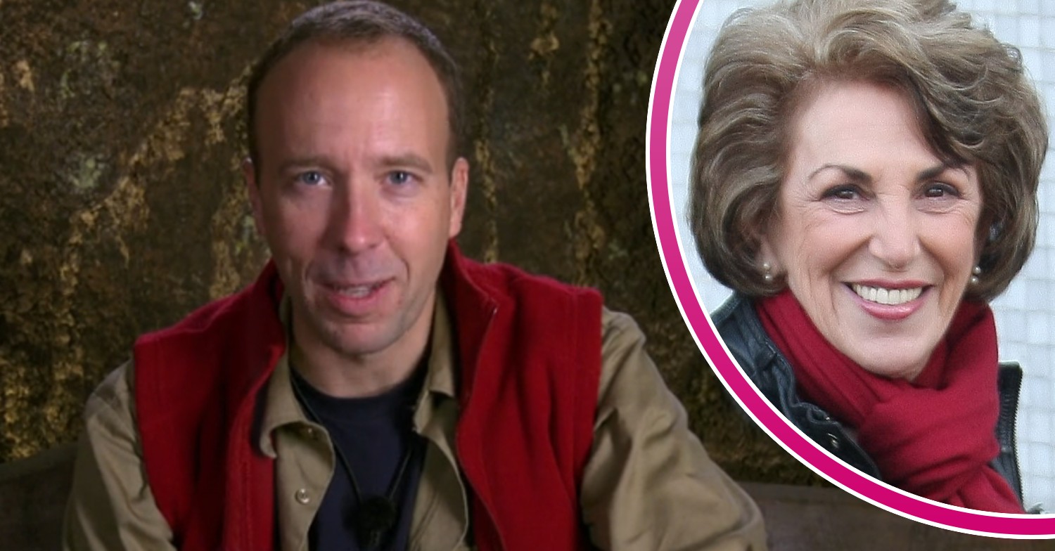 Matt Hancock on I'm A Celebrity and Edwina Currie smiling outside ITV