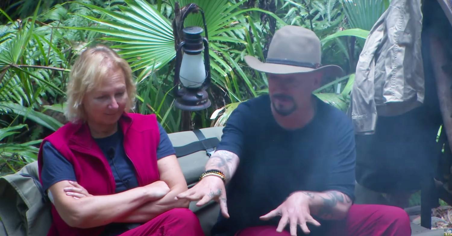 Boy George sits with Sue Cleaver on I'm A Celeb