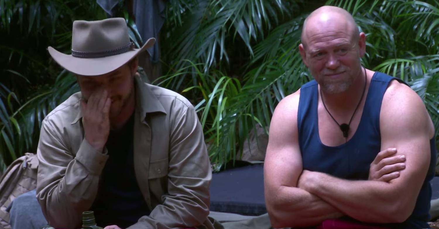 Mike Tindall sits with Seann Walsh on I'm A Celeb