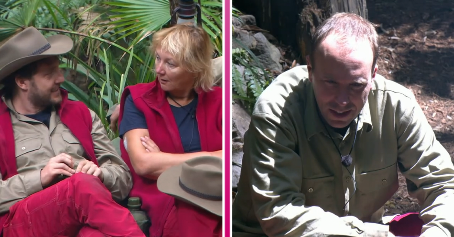 Seann Walsh, Sue Clever snd Matt Hancock on I'm A Celebrity tonight